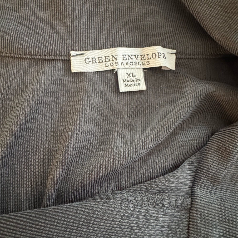 Green Envelope Gray Dolman Sleeve V Neck Collared Polo Blouse Size XL - Picture 3 of 7